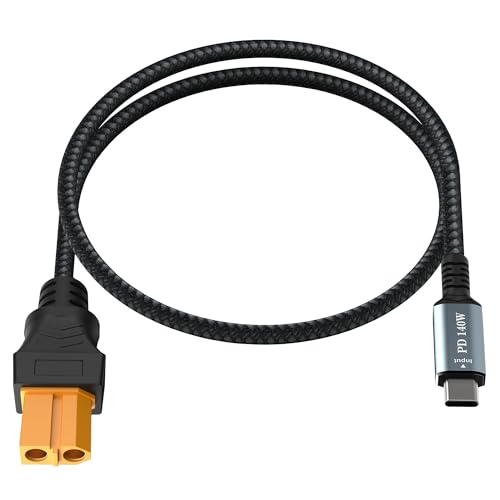 1.65ft USB C to XT60 Adapter Cable, SC100 Protocol Type-C Male to XT60 Female Fast Charging up to Cable, for Quadcopter Multicopter Aeromodelling RC Lipo Battery Tool-kitrc M7 M6 M8S Charger