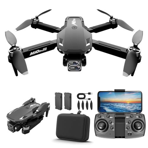 Drone with Camera for Adults Kids 2k One-Key Take Off/Landing FPV RC Drone with Camera for Beginners Headless Mode, 3 Speeds, 360° Flip, 2 Batteries Mini Drone for Adults Black - color: Black