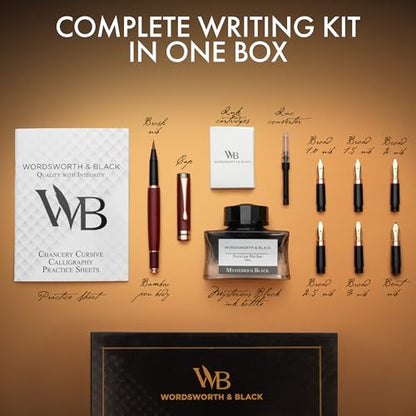 Wordsworth & Black Luxury Bamboo Violet Calligraphy Pen Set, 6 Nibs - color: Violet Wood