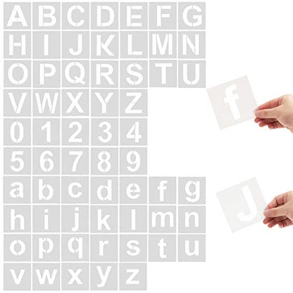 Eage Alphabet Letter Stencils 6 inches, 62 Pcs Reusable Plastic Letter Number Templates, Art Craft Stencils for Wood, Wall, Fabric, Rock, Chalkboard, Signage, 6 Inch