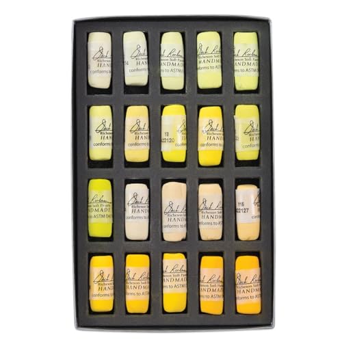 Jack Richeson 422966 Color Value Hand Rolled Soft Pastel Set (20 Piece), Yellow