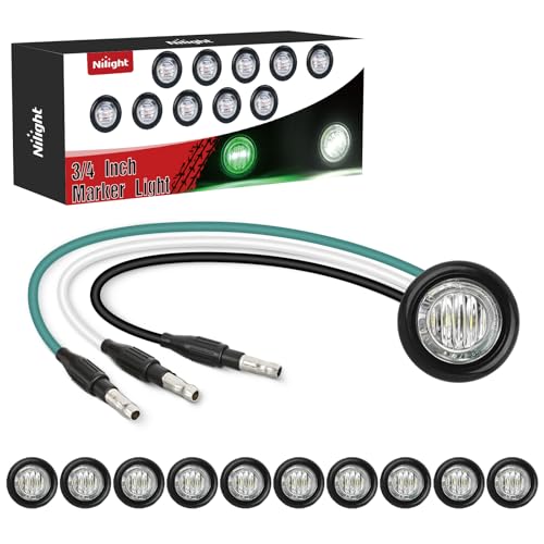 Nilight 3/4 Inch Dual Color Marker Light Green and White Clearance Lights - color: Green White 10Pcs