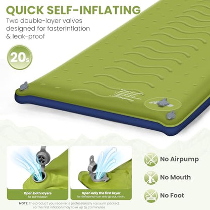 TEKIK Self Inflating Memory Foam Sleeping Pad with Pillow for Camping