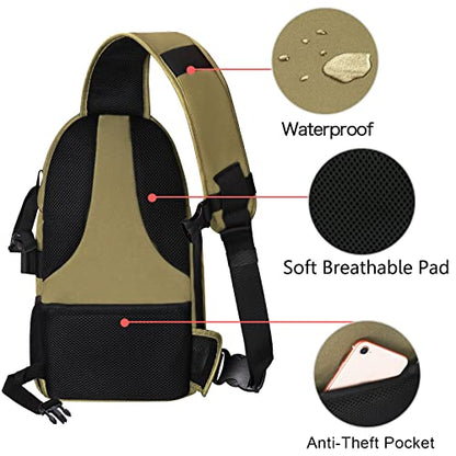 MOSISO Camera Sling Bag, Photography Shoulder Bag Compact Camera Backpack - color: Khaki