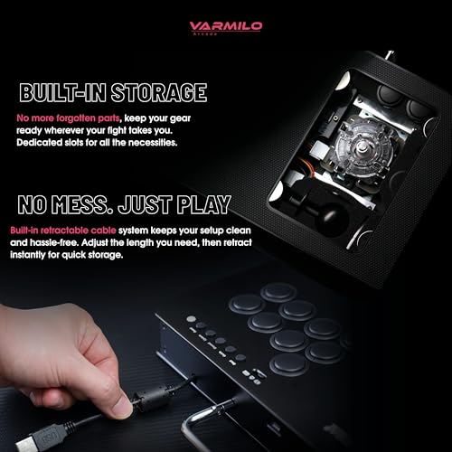 VARMILOARCADE Kassai Arcade Fight Stick Rapid Trigger Tournament Grade Controller for Fighting Games Two Versions Standard PC Only or Pro Compatible with PC PS4 PS5 Switch1 Switch2 (Golden Cosmos(Special Edition), Standard (PC))