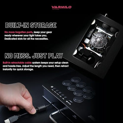VARMILOARCADE Kassai Arcade Fight Stick Rapid Trigger Tournament Grade Controller for Fighting Games Two Versions Standard PC Only or Pro Compatible with PC PS4 PS5 Switch1 Switch2 (Golden Cosmos(Special Edition), Standard (PC))