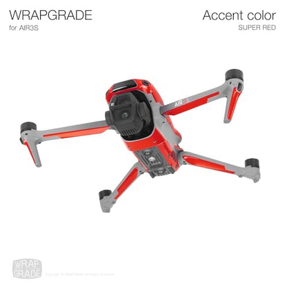 WRAPGRADE Skin Decal Sticker Accent Color Compatible with DJI Air 3S (Super Red) - color: Super Red