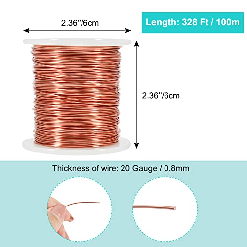 Aluminum Wire, 20 Gauge 328 Feet Bendable Metal Wire with Spool for Craft Jewelry Making (Copper) - color: Copper, size: 20 Gauge/0.8mm