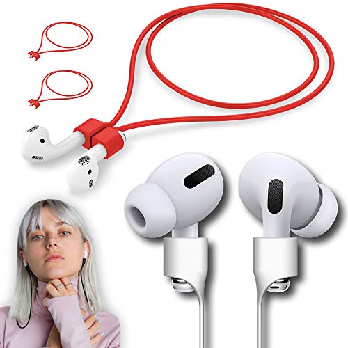 Ultra Strong Magnetic Airpod Pro Strap Anti-Lost Cord Sports Lanyard Compatible with Airpods 3rd 2nd Generation Pro 3 2 1 (3 Red) - color: Red3pack