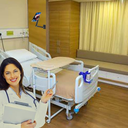 Adjustable Wall Mount Tablet & Phone Holder, 360° Rotating, 4-12.9 inch Compatible, for Hospital, Office, Home