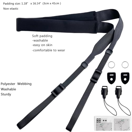 Camera Neck Strap Thin,Binocular Strap with Neoprene Padding,Camera Lanyard,Digital Mirrorless Camera Strap for Photographers,Washable,Black,58 Inch