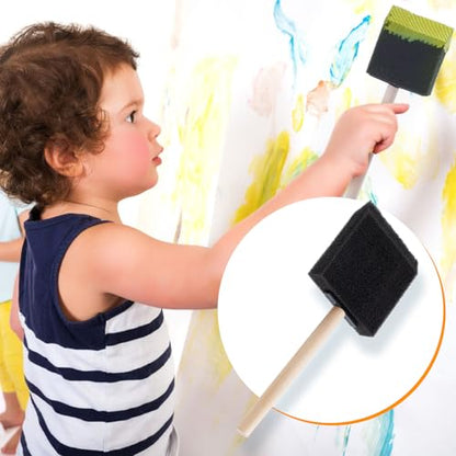 HINZIC 5 Pcs 3" Foam Paint Brushes, Wood Handle Sponge Brushes, Black - color: Black, 5pcs, 3"