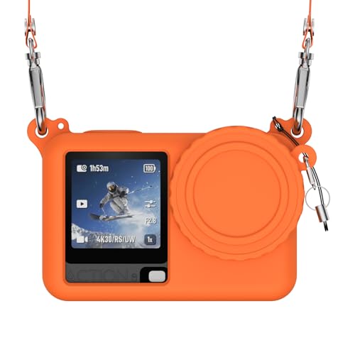 Case for DJI Osmo Action 6 with Lanyard, Soft Silicone Non-Slip Anti-Drop Wear-Proof and Washable Action Camera Protector Case Compatible with DJI Osmo Action 6 Accessories (Orange) - color: Orange