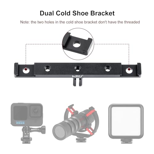 HSU Aluminum Dual Twin Mount, 1/4”-20 Cold Shoe Mount Adapter - color: Extension