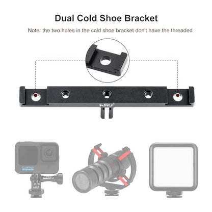 HSU Aluminum Dual Twin Mount, 1/4”-20 Cold Shoe Mount Adapter - color: Extension