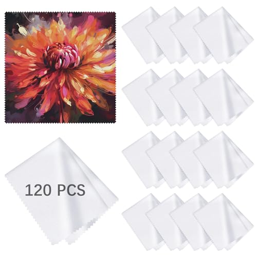 120 Pack Microfiber Cleaning Cloth for Glasses (5.5"x5.5"), Sublimation Eye Glasses Clean Cloths White Microfiber Lens Cleaner Cloths for Eyeglasses, Lenses, Silverware, Camera, Phones and Laptops