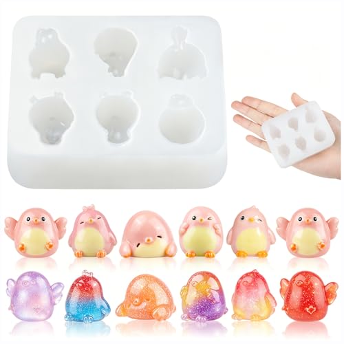 Mini Cute Tit Birds Figurines Silicone Mold (6-Cavity) - color: 1 Pc Tit Birds White