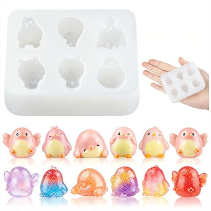 Mini Cute Tit Birds Figurines Silicone Mold (6-Cavity) - color: 1 Pc Tit Birds White