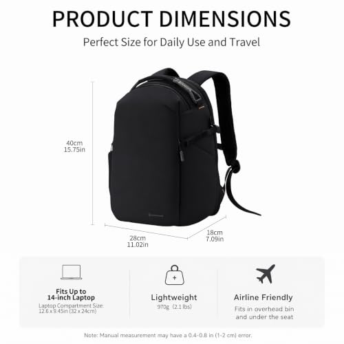 Besnfoto Lightweight Camera Backpack - Everyday Laptop Bag for DSLR Drone - color: Black, size: 16L