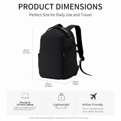Besnfoto Lightweight Camera Backpack - Everyday Laptop Bag for DSLR Drone - color: Black, size: 16L