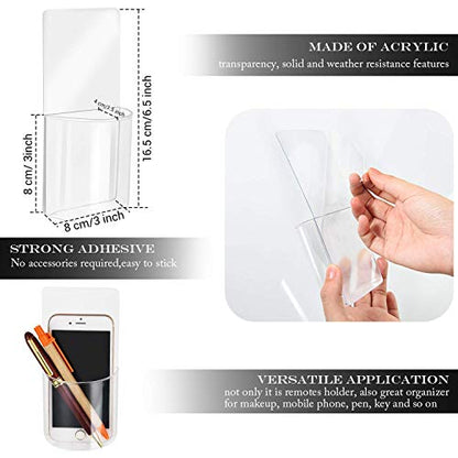 Boao 4 Pieces Wall Mount Remote Control Holder Self Adhesive Pen Holder