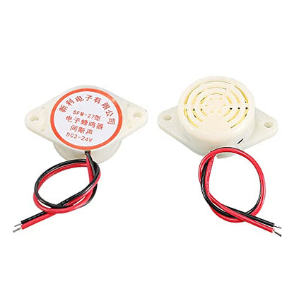 uxcell 2pcs HYT-3015B DC 3-24V 80dB Intermittent Sound Piezoelectric Buzzer