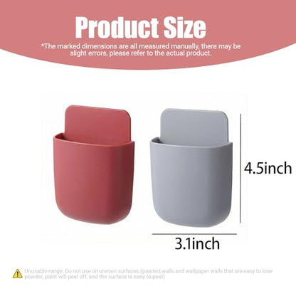 Remote Holder Wall Mount -TV Remote Control Holder Organizer, Multi-Purpose Organizer Box for sitting room, 2-Pack(Red + Gray) - color: Red and gray