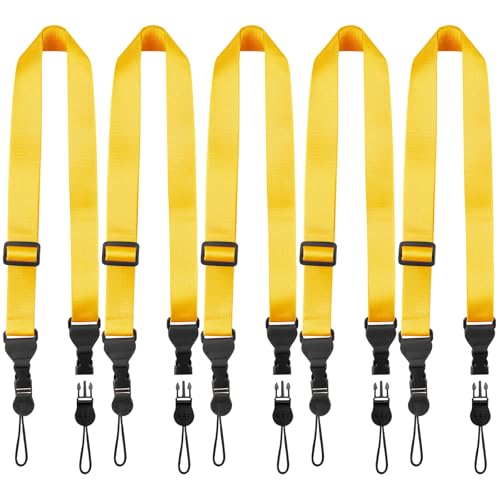 FIEIL 5 Pack Nylon iPad Strap, Adjustable Camera Neck Strap, Comfortable Shoulder Strap for iPad, Cellphone Tablet, Camera, Laptop, Binocular, Luggage Bag(Bright Yellow Universal Neck Lanyard) - size: 5 Pack Bright Yellow