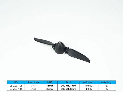 Viloga RC Folding Propeller 7×3 inch w/Spinner Size D32×H28mm, and Motor Shaft Diameter φ3.17 with Nylon Plastic Spinner for RC Plane Drone Remote Control Airplane (7×3, Shaft φ3.17) - size: 7×3, Shaft φ3.17