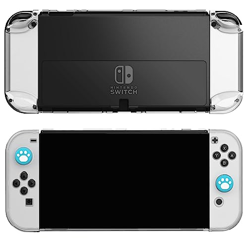 COMCOOL Dockable Case for Nintendo Switch OLED - [9 FT Military Grade Drop Protection] [with Tempered Glass Screen Protector] Crystal Protective Cover for Nintendo Switch OLED - Clear - color: Clear