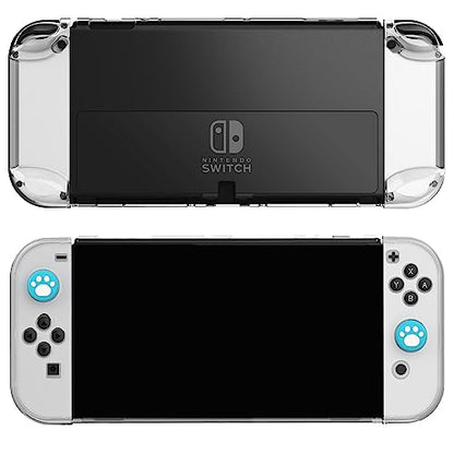 COMCOOL Dockable Case for Nintendo Switch OLED - [9 FT Military Grade Drop Protection] [with Tempered Glass Screen Protector] Crystal Protective Cover for Nintendo Switch OLED - Clear - color: Clear