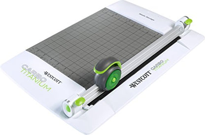 Westcott 12" CarboTitanium 45mm Rotary Metal Base Trimmer, White, Green (16718)