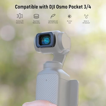 NEEWER ND Filter Set with 0.75x Wide Angle Lens 108° FOV, ND16 + ND64 + ND256 + CPL (Circular Polarizer) Filter, Compatible with DJI Osmo Pocket 3 / Pocket 4 / Xtra Muse Accessories, FL-B08 - style: 0.75X Wide Angle Lens&ND Filter Set