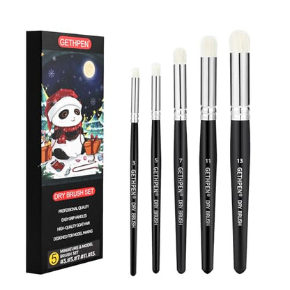 GETHPEN Drybrush Paint Brush Set, 5 Sizes Hobby Detail Paint Brushes - size: 5 Sizes