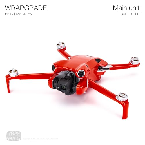 WRAPGRADE Skin Stickers Compatible with DJI Mini 4 Pro | Full Wrap (Super Red) - color: Super Red