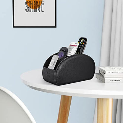 FINTIE Remote Control Holder with 6 Compartments Vegan Leather - color: Black