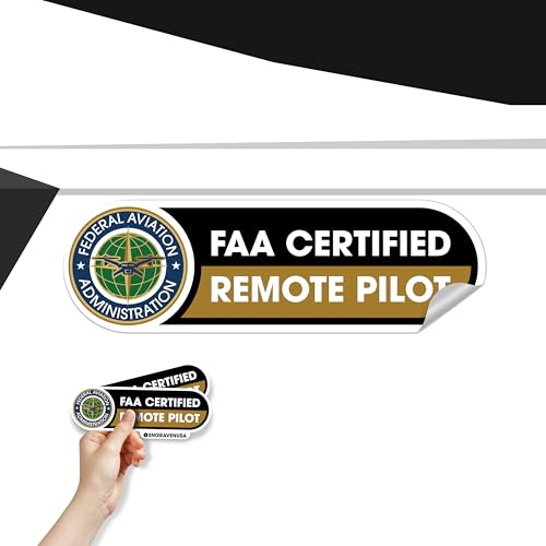 FAA Certified Drone Pilot Sticker Signs | 2 Pack Glossy Laminated Permanent 8x2.5 inches Vinyl Stickers - size: Large
