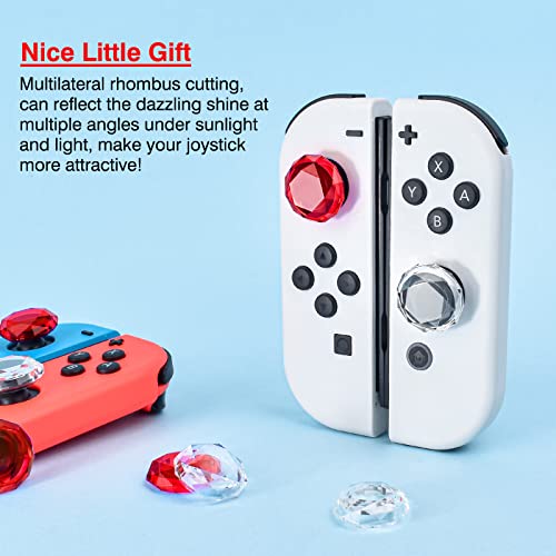 DLseego Diamond 3D Thumb Grips Caps Design for Switch & Switch Lite & Switch OLED Joy Con Crystal Clear Console Joystick Cover 4PCS - Clear and Red - color: Clear and Red, size: Switch/OLED/Lite