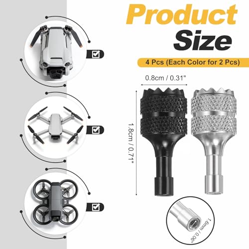 MECCANIXITY 2 Set Aluminum Controller Stick, Replacement Joystick Remote Controller Joystick Stick for Mini4 Pro Air3S Drone Remote Accessories, Black/Silver - color: Black/Silver