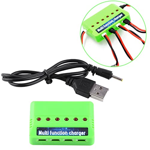 X5C Drone 6 in 1 Multi Battery Fast Charger ABS Housing, Simultaneous 6 Bank Charging Station with USB Cable for Quadcopters