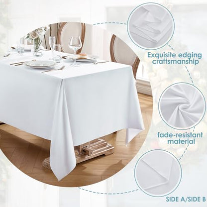 VidaFete Everyday Series Rectangle Tablecloth 60" x 102" 1 Pack White - color: White, size: 102" x 60" (Rectangular)
