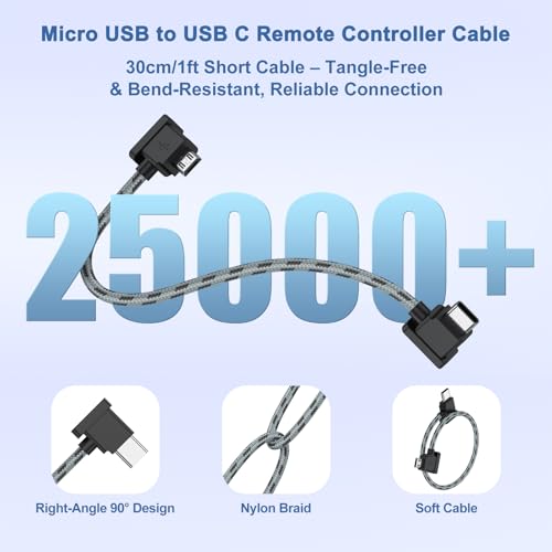 Vancle Micro to USB C Remote Controller Cable for DJI Mavic Mini/Mini SE, Mavic 2 Pro/Zoom, Mavic Pro/Air, Spark, DJI Drone to IPhone17/16/15/Tablet Cable (1ft/30cm)
