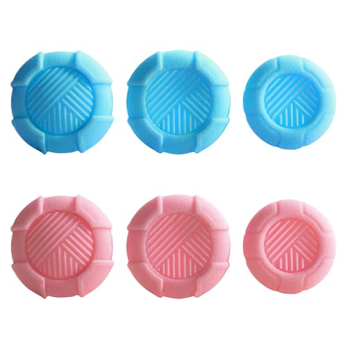 PERFECTSIGHT Thumb Grip Caps for PS5 PS4 Xbox Series X/S Xbox One Switch PRO Controller Steam Deck 6 PCS Soft Rubber 3D Thumbsticks Button Joystick Cover Set, Pink+Blue - color: Pink+Blue 6 PCS