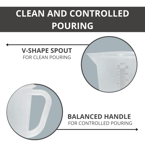 Plastic Graduated Measuring and Mixing Pitcher - 2000ml Plastic Graduated Measuring Pitcher - Large Cylinder Graduated Measuring Container with Handle and Pour Spout - 2 Liter - size: 2 Liter