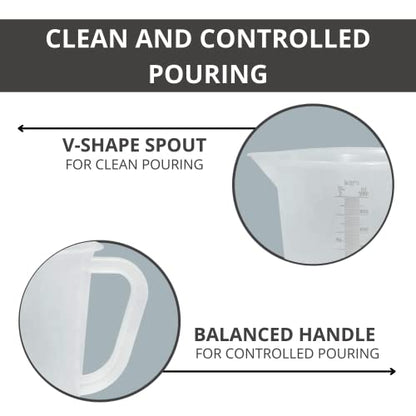 Plastic Graduated Measuring and Mixing Pitcher - 2000ml Plastic Graduated Measuring Pitcher - Large Cylinder Graduated Measuring Container with Handle and Pour Spout - 2 Liter - size: 2 Liter