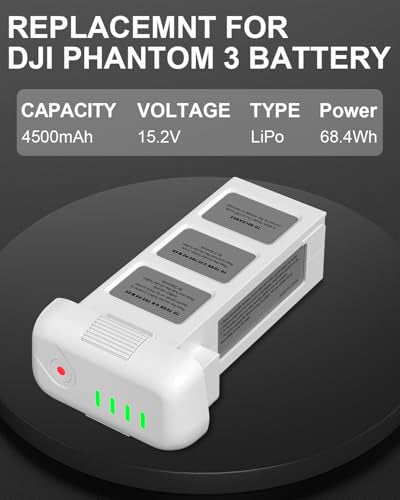 anegine Phantom 3 Battery, 4500mAh 15.2V Intelligent Flight Battery for DJI Phantom 3 Pro, Standard, Advanced, SE Drone