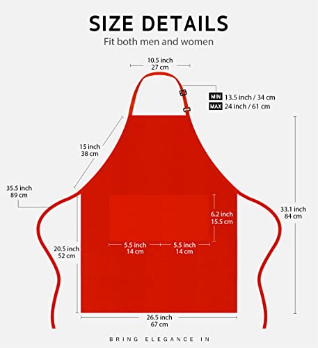 Syntus 12 Pack Apron with 2 Pockets Aprons for Men Women, Polyester, Red - color: Red