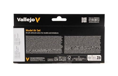 Vallejo - Model Air Basic Colors | Acrylic Paint Set | Pre Thinned Airbrush Ready Formula | 8 Basic Shades | Non-Toxic Water Based Pigments | Professional Grade Finishes - style: Basic Colors