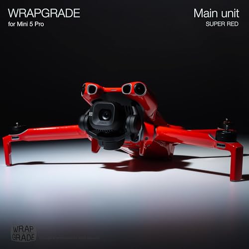 WRAPGRADE Skin Stickers Compatible with DJI Mini 5 Pro (Super Red) - color: Super Red