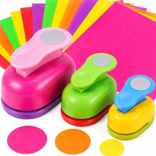 CHENGU 3 Pack Circle Hole Punch 2"/1"/0.6", Random Color - color: Random Color, style: Circle